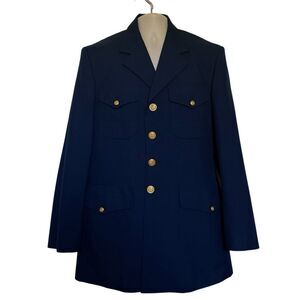 Vintage US Military Coast Guard Dress Blue Coat Jacket Athletic Sz 42 X-LONG